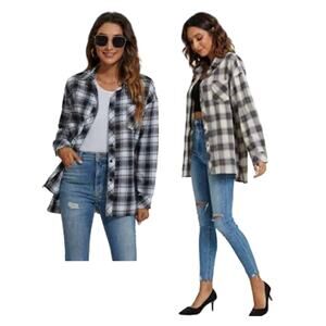 JLCNCUE Women's Classic Long Sleeve Shirt Flannel Size 18 =Z